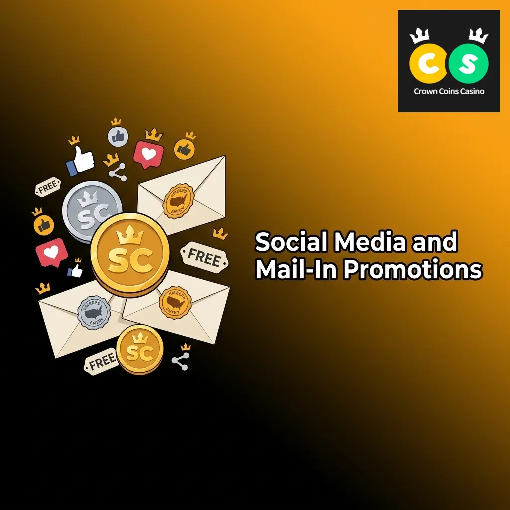 Crown Coins Casino social media giveaways and mail-in promotion