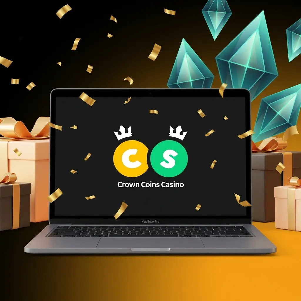 Crown Coins Casino lobby showing slots, live tables, sportsbook, and welcome bonus offer for US players