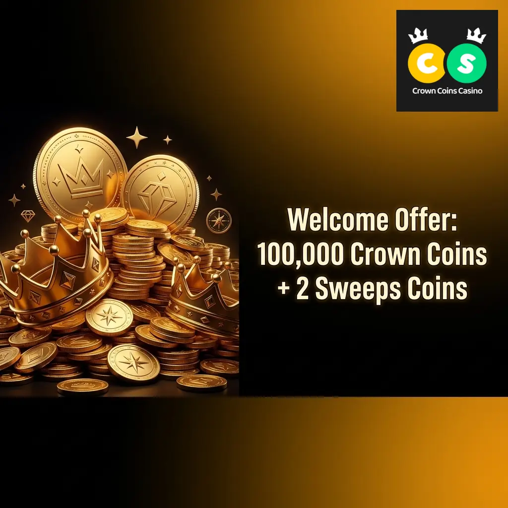 Crown Coins Casino welcome offer 100000 Crown Coins and 2 Sweeps Coins