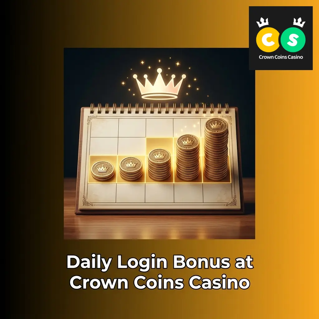 Daily login bonus calendar at Crown Coins Casino