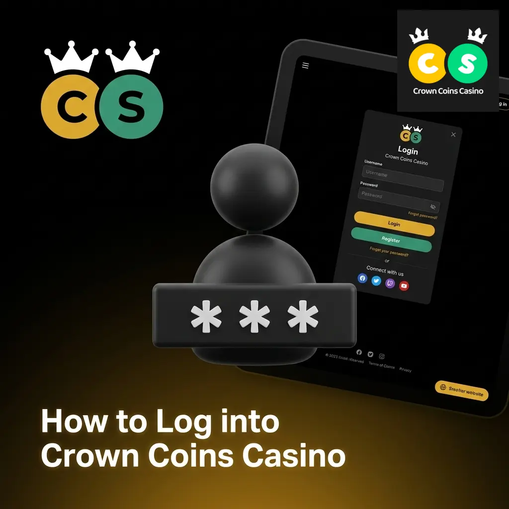 Crown Coins Casino login screen steps