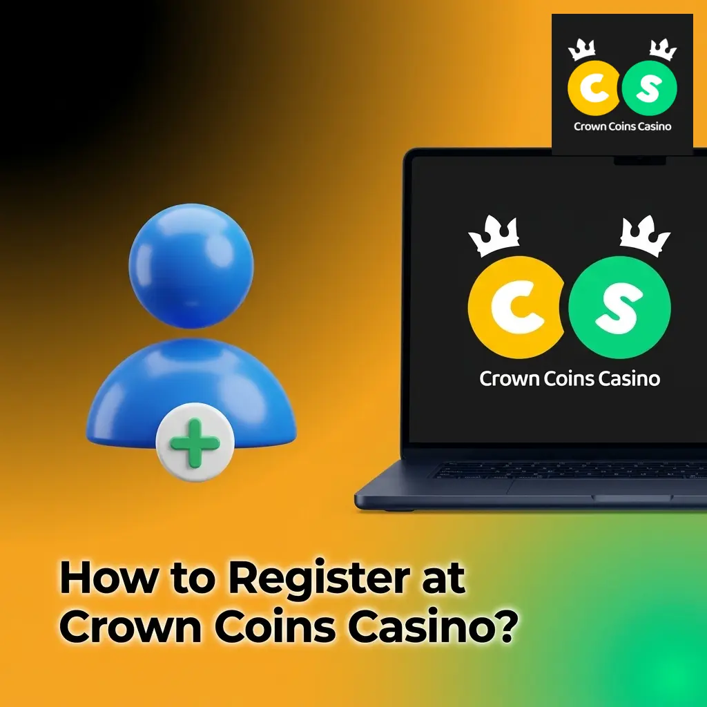Crown Coins Casino registration form showing sign-up steps, welcome bonus details, and KYC verification process