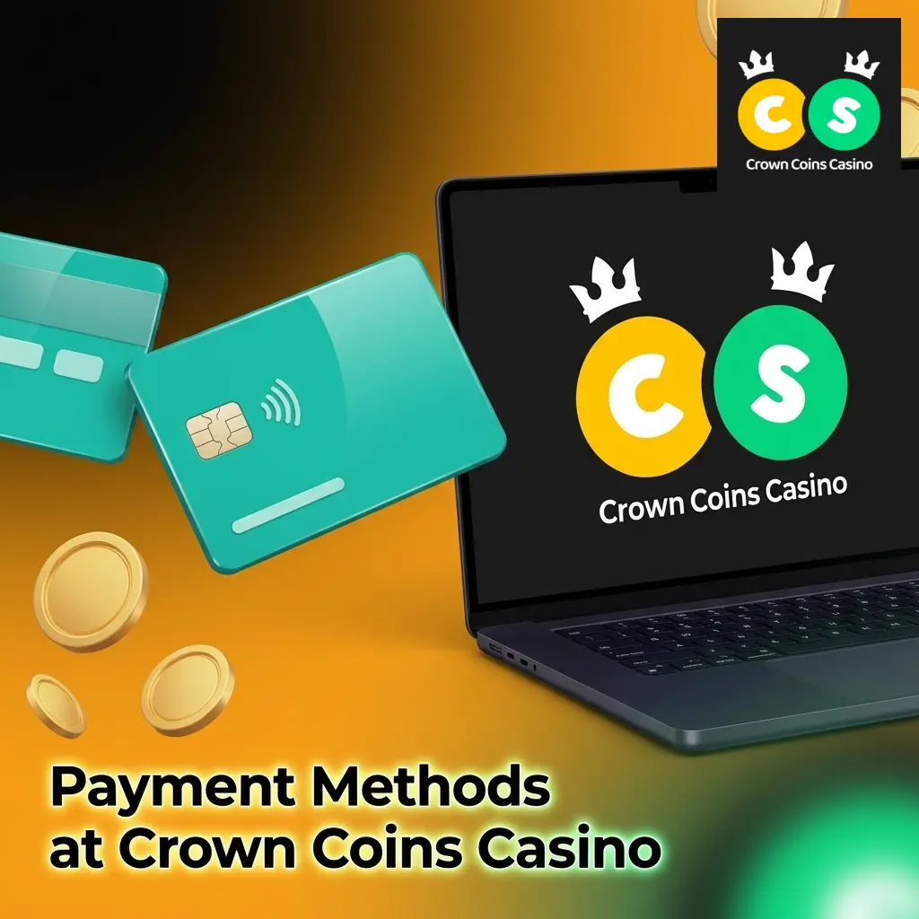 Crown Coins Casino payment methods table showing Visa, Mastercard, Amex, Discover, Skrill, and check options