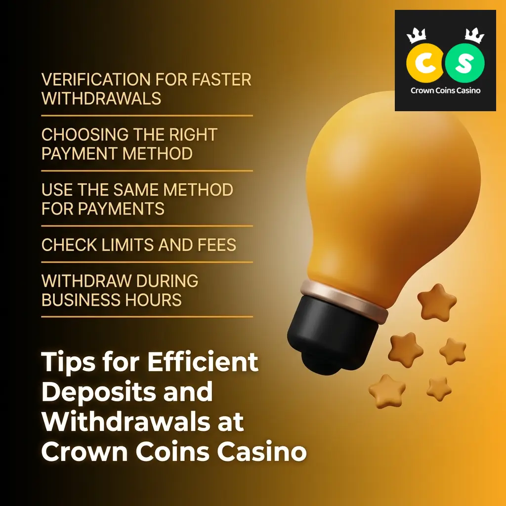 Tips for efficient deposits and withdrawals at Crown Coins Casino